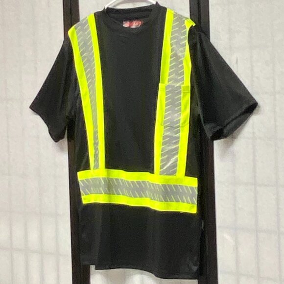 Tingley Job Sight Reflective Safety Tee Shirt XL Black Yellow Hi-Vis Workwear - Picture 4 of 14